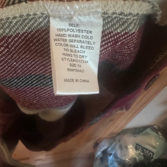 Stylish Burgundy and Cream Plaid Shirt Button Up Heavy Weight Size 3XL - Picture 4 of 6